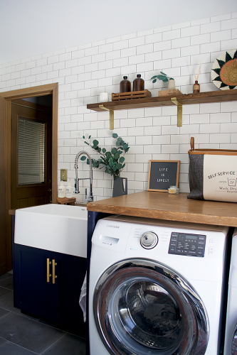 Modern Navy Laundry Room Refresh - BREPURPOSED