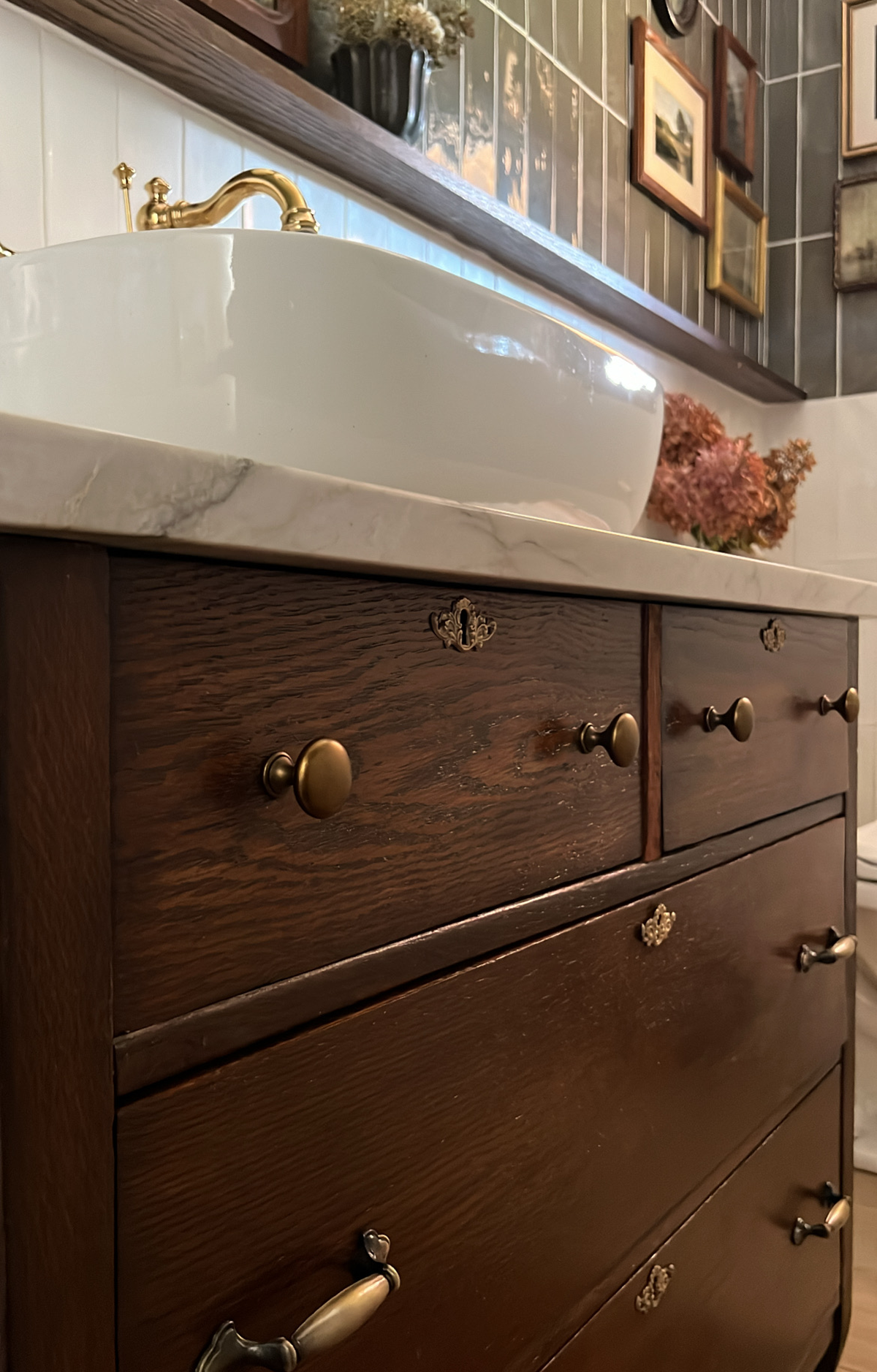 Vintage Dresser Turned bathroom Vanity