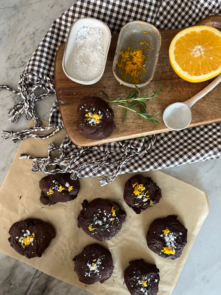 Dark Chocolate Orange, Rosemary & Sea Salt Cookies